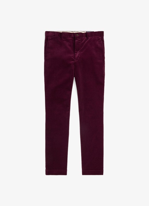 Ralph Lauren Andover slim fit corduroy broek met steekzakken - voorkant ruby / donkerrood