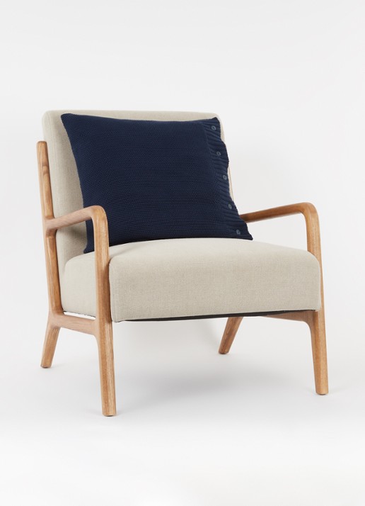 Ralph Lauren Archer kussensloop van katoen 50 x 50 cm - voorkant 2 blauw