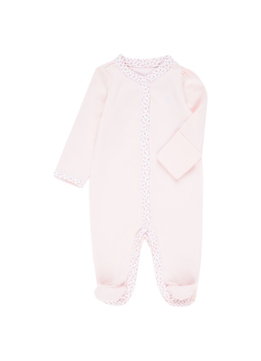 Ralph Lauren Babypak met contrastbies  - voorkant 3 lichtroze