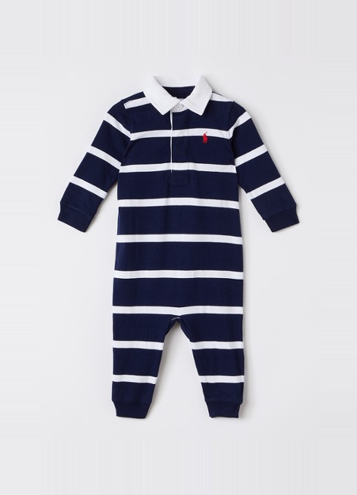 Ralph Lauren Babypak met streepprint - voorkant donkerblauw