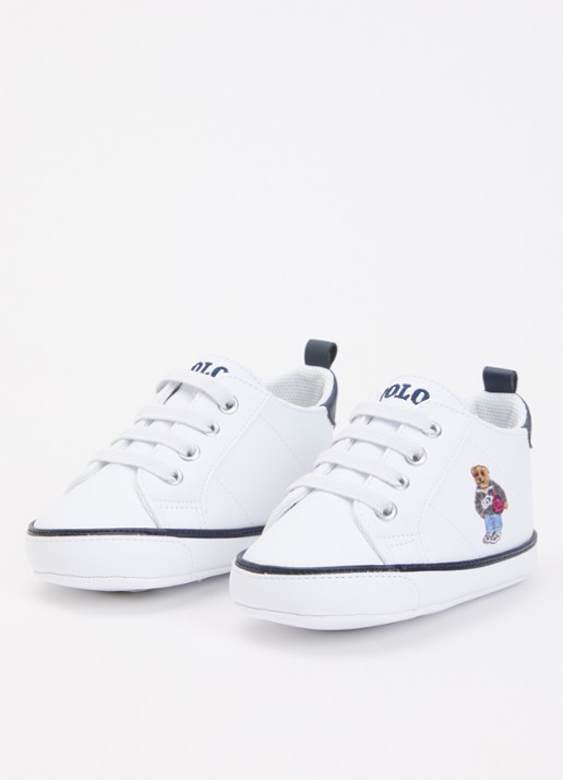 Ralph Lauren Babyschoentje met borduring  - voorkant 4 wit