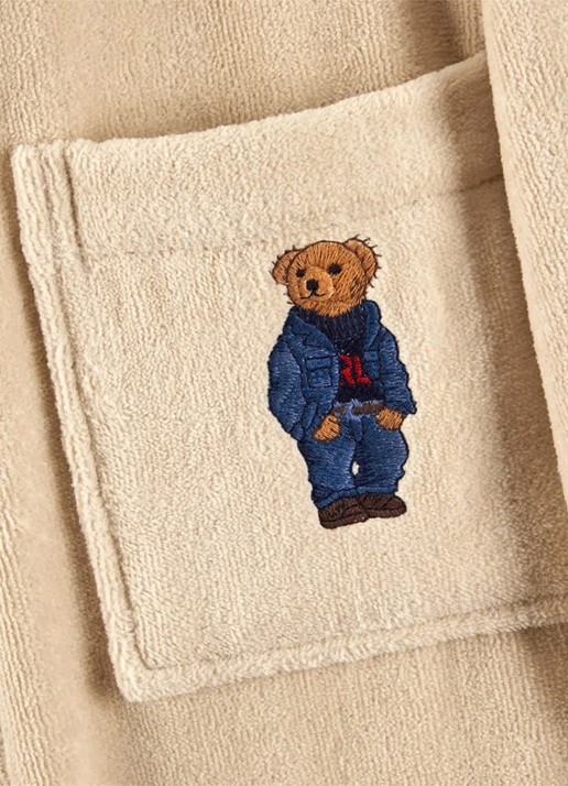 Ralph Lauren Badjas met borduring - voorkant 5 beige