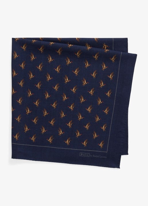 Ralph Lauren Bandana van wol met dierenprint - detail navy / donkerblauw