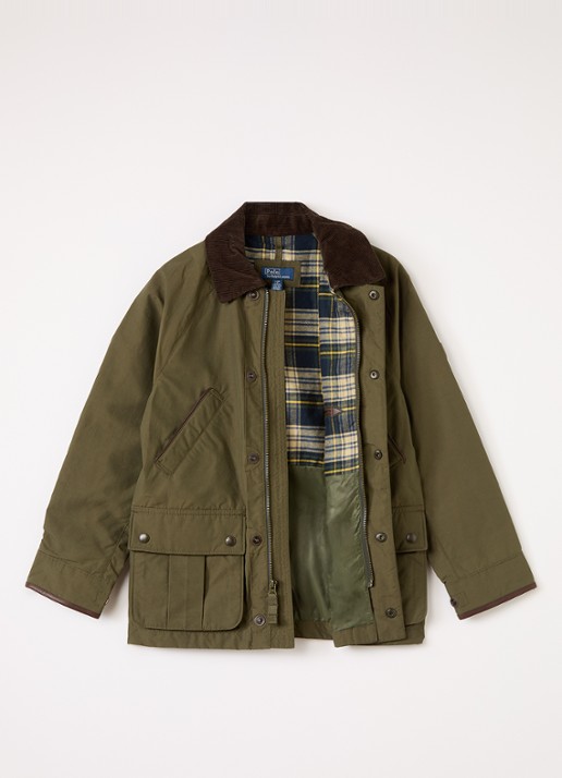 Ralph Lauren Barn jack met klepzakken - voorkant 3 olijfgroen