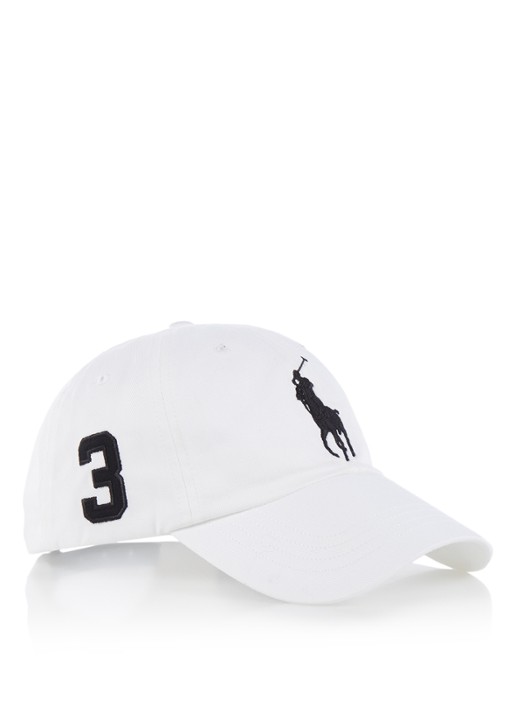 Ralph Lauren Baseball pet met logoborduring - voorkant 2 white