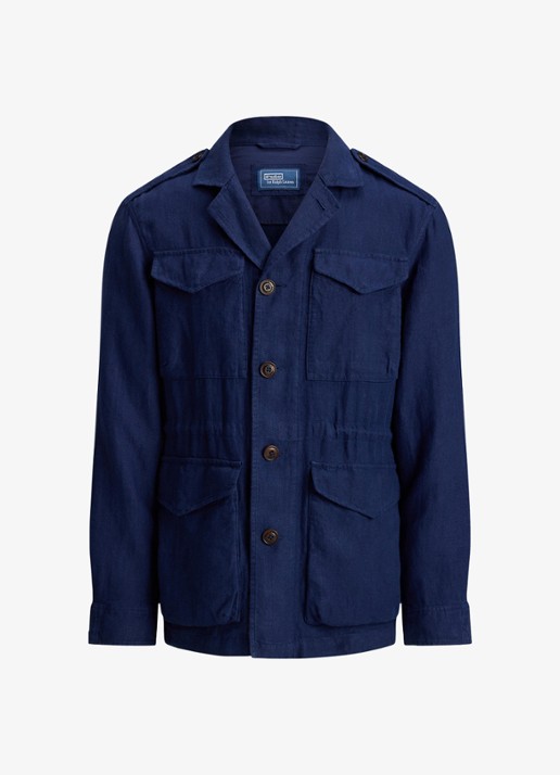 Ralph Lauren Baystones jack van linnen met opgestikte zakken - voorkant 4 newport navy / donkerblauw
