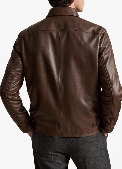 Ralph Lauren Bayville jack van lamsleer met steekzakken - achterkant bison brown / bruin