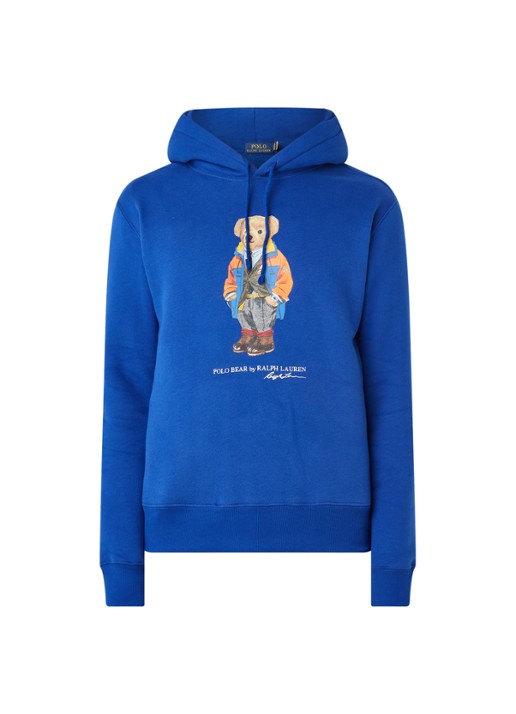 Ralph Lauren Bear hoodie met frontprint - voorkant rugby royal