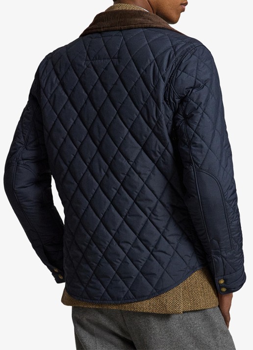 Ralph Lauren Beaton gewatteerd jack met details van corduroy - achterkant college navy / donkerblauw