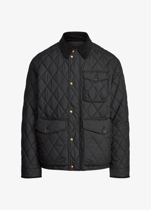 Ralph Lauren Beaton gewatteerd jack met klepzakken - voorkant polo black / zwart