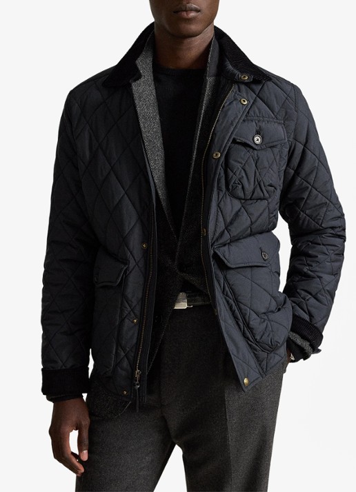 Ralph Lauren Beaton gewatteerd jack met klepzakken - voorkant 2 polo black / zwart