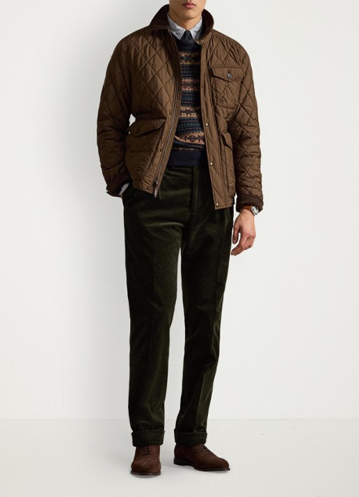Ralph Lauren Beaton gewatteerd jack met klepzakken - detail 4 nutmeg brwn / bruin