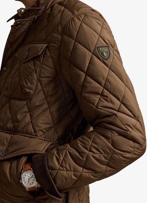Ralph Lauren Beaton gewatteerd jack met klepzakken - detail 5 nutmeg brwn / bruin