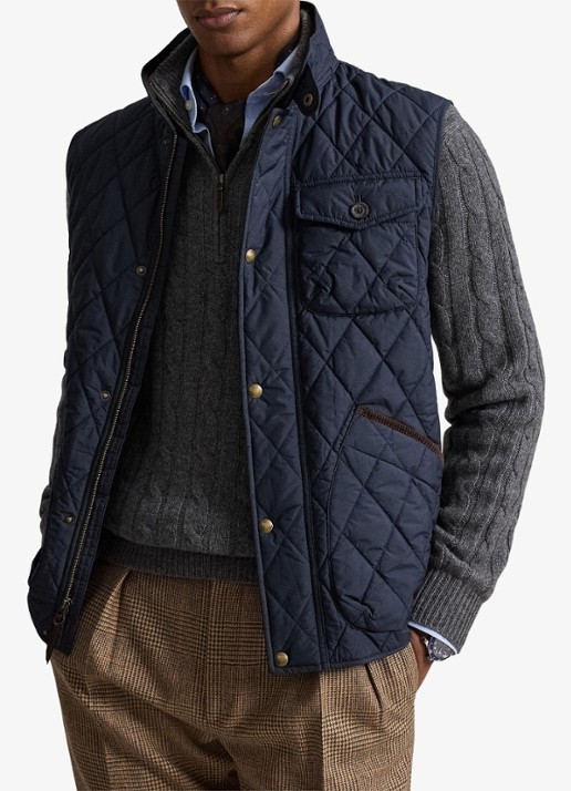 Ralph Lauren Beaton gewatteerde utility bodywarmer met opgestikte zakken - voorkant 5 college navy / donkerblauw