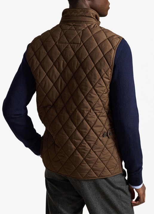 Ralph Lauren Beaton gewatteerde utility bodywarmer met opgestikte zakken - achterkant nutmeg brwn / bruin