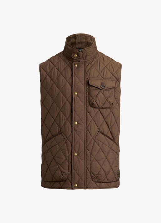 Ralph Lauren Beaton gewatteerde utility bodywarmer met opgestikte zakken - voorkant 4 nutmeg brwn / bruin