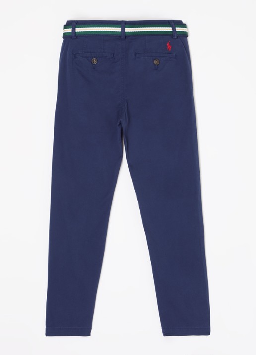 Ralph Lauren Bedford slim fit pantalon met ceintuur - voorkant 3 donkerblauw