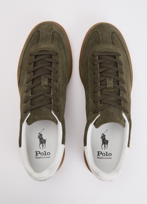 Ralph Lauren Bedford sneaker van suède - detail 2 bronsgroen