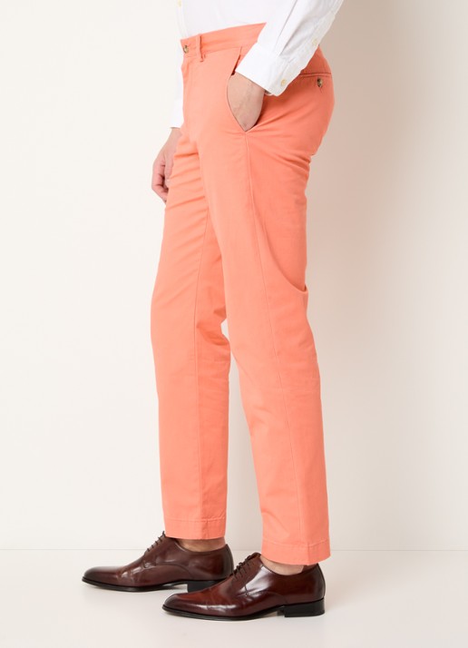 Ralph Lauren Bedford straight fit chino met stretch - detail 4 deep mango / zalmroze