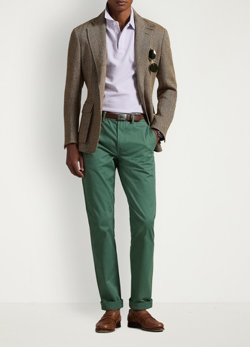 Ralph Lauren Bedford straight fit chino met stretch - voorkant 2 washed forest / groen