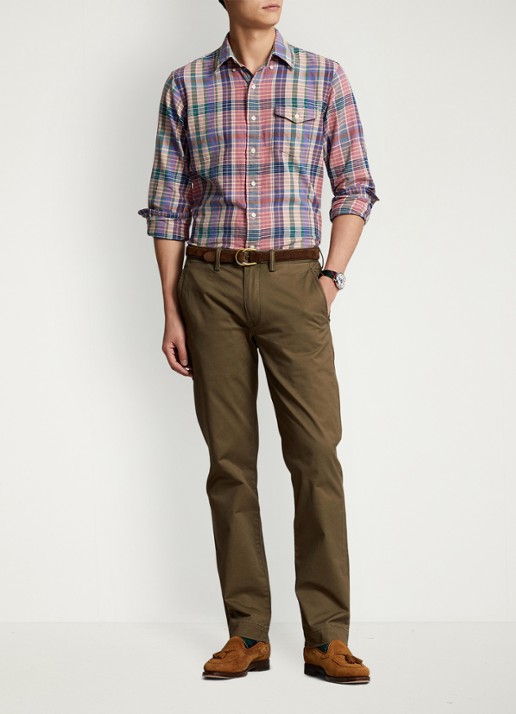 Ralph Lauren Bedford straight fit chino met stretch - voorkant 2 canopy olive / olijfgroen