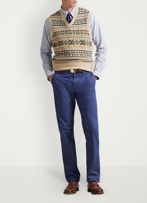Ralph Lauren Bedford straight fit chino met stretch - voorkant 5 licht navy