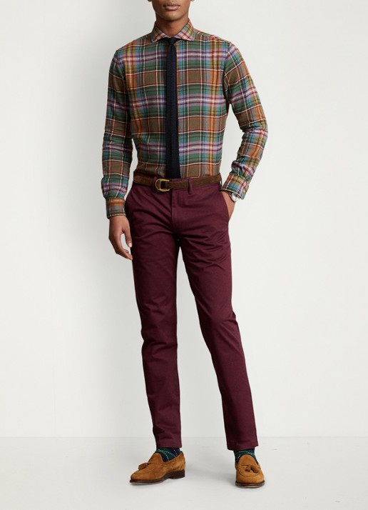 Ralph Lauren Bedford straight fit chino met stretch - voorkant 2 rich ruby / rood