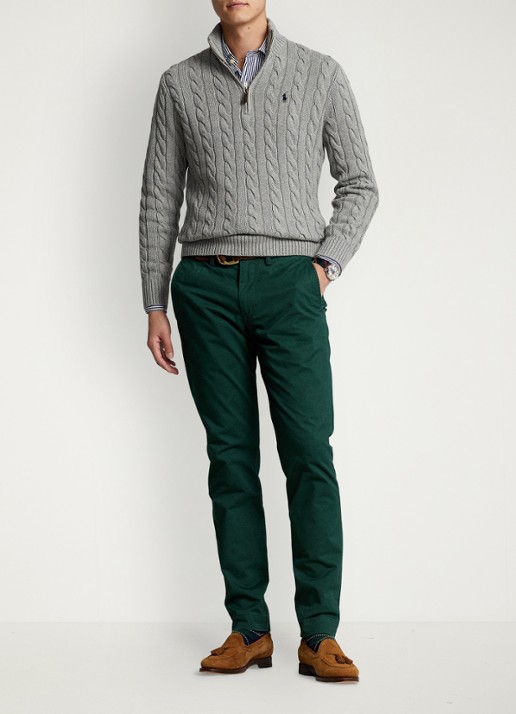 Ralph Lauren Bedford straight fit chino met stretch - voorkant 2 college green / donkergroen