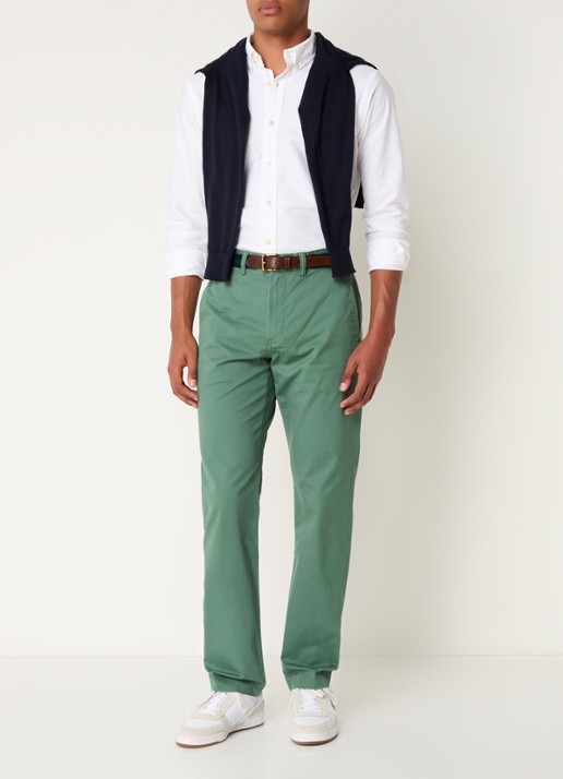 Ralph Lauren Bedford straight fit stretch chino broek - voorkant 2 washed forest / zeegroen