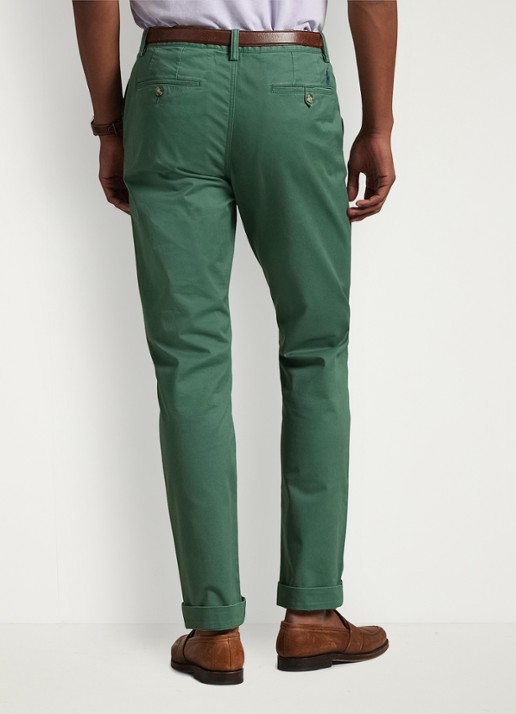 Ralph Lauren Bedford straight fit stretch chino broek - achterkant 3 washed forest / groen