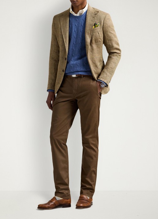 Ralph Lauren Bedford straight fit stretch chino broek - voorkant 2 chestnut / lichtbruin