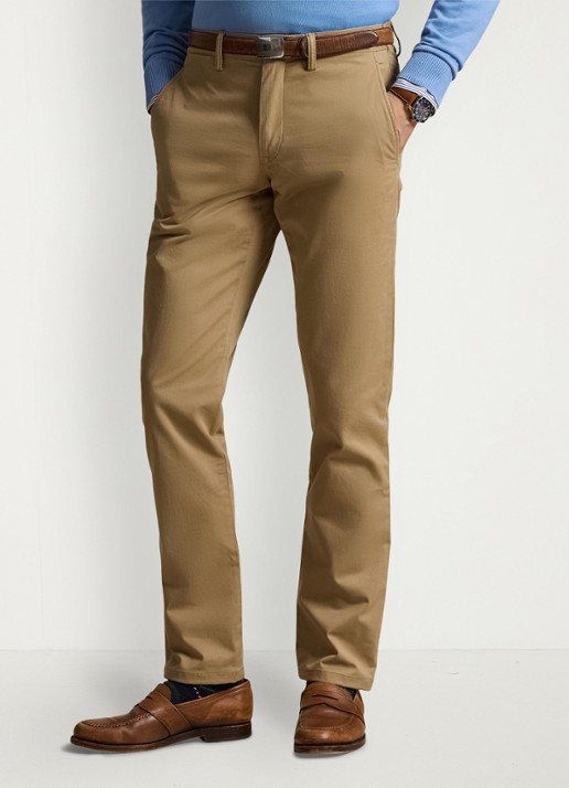 Ralph Lauren Bedford straight fit stretch chino broek - detail desert khaki