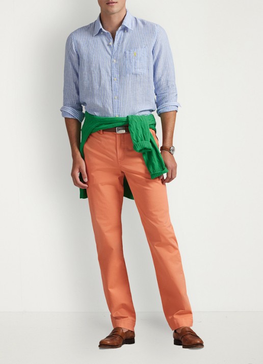 Ralph Lauren Bedford straight fit stretch chino broek - voorkant 3 deep mango