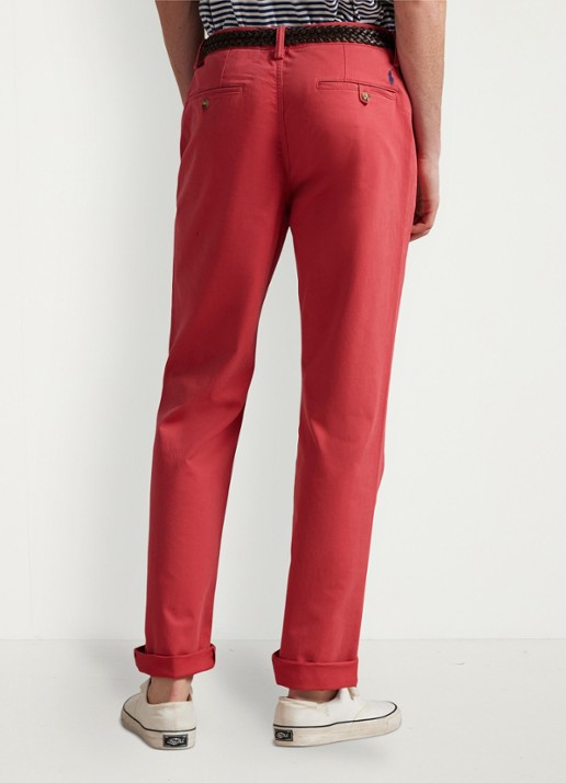 Ralph Lauren Bedford straight fit stretch chino broek - achterkant nantucket red