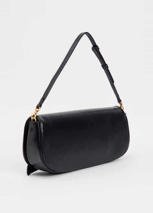 Ralph Lauren Bellport Medium clutch van leer met afneembare schouderriem - achterkant 5 zwart