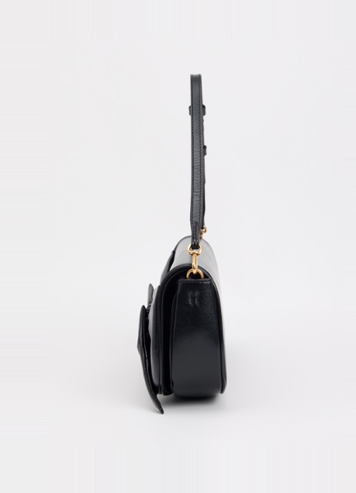 Ralph Lauren Bellport Medium clutch van leer met afneembare schouderriem - detail 3 zwart