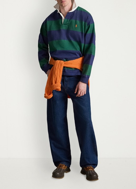 Ralph Lauren Big fit rugbyshirt van jersey met polokraag