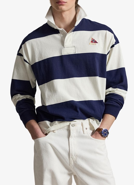 Ralph Lauren Big fit sweater met streepprint en kraag