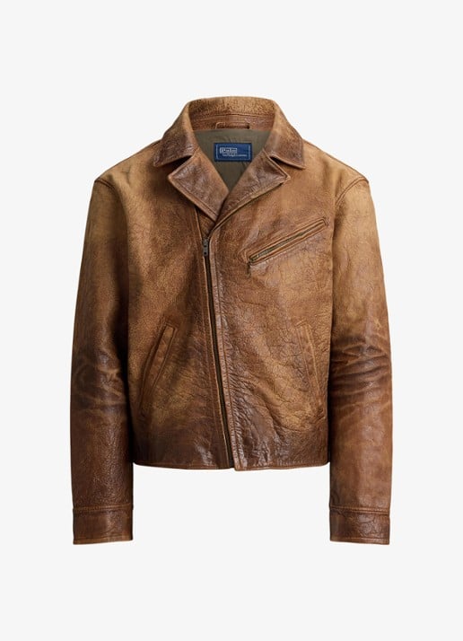 Ralph Lauren Bikerjack van leer met ritszakken