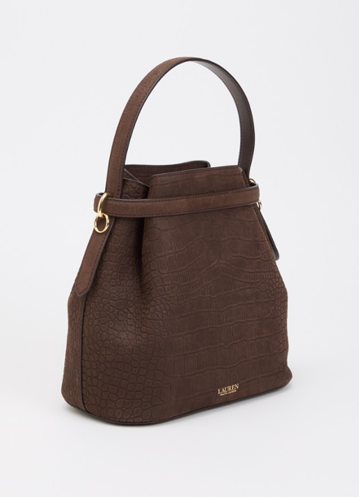 Ralph Lauren Blaike Medium schoudertas van nubuck met afneembare schouderriem - achterkant 5 lichtbruin