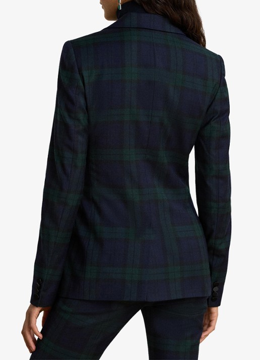 Ralph Lauren Blazer in wolblend met ruitdessin - achterkant black/green multi / zwart/groen