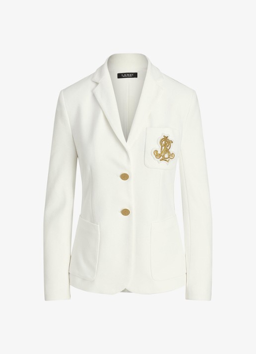 Ralph Lauren Blazer met logoborduring en opgestikte zakken - voorkant wit