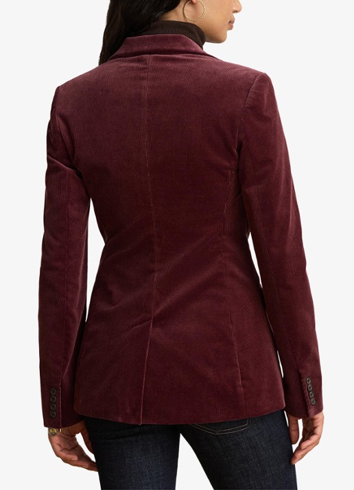 Ralph Lauren Blazer van corduroy met klepzakken en logoborduring - achterkant 3 dark garnet / bordeauxrood