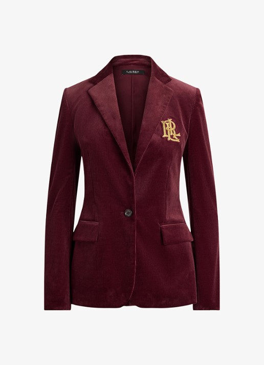 Ralph Lauren Blazer van corduroy met klepzakken en logoborduring - voorkant 4 dark garnet / bordeauxrood