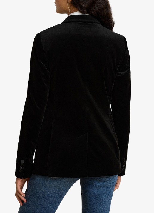 Ralph Lauren Blazer van fluweel met klepzakken - achterkant 3 black velvet / zwart