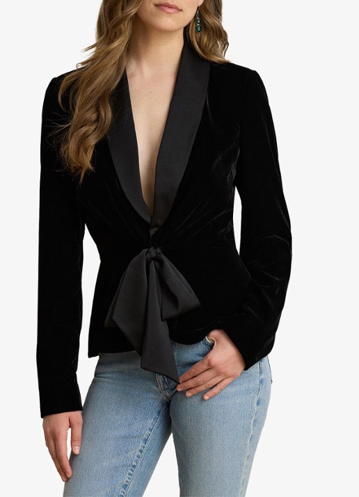 Ralph Lauren Blazer van fluweel met strikdetail