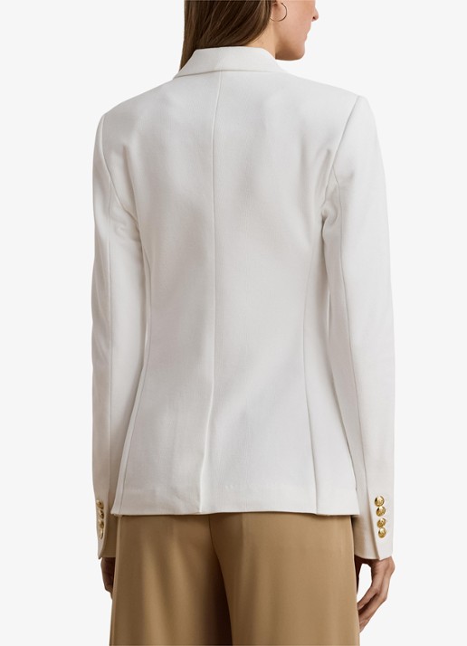 Ralph Lauren Blazer van piqué katoen met metallic logoborduring - achterkant 6 white / wit