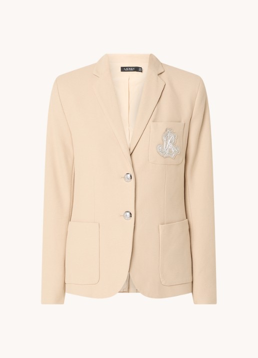 Ralph Lauren Blazer van piqué katoen met metallic logoborduring - voorkant 3 explore sand / beige