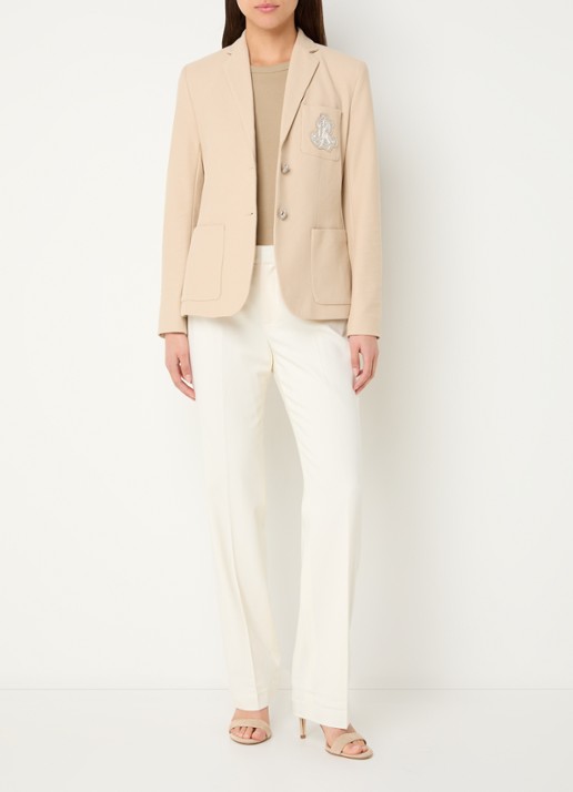 Ralph Lauren Blazer van piqué katoen met metallic logoborduring - voorkant 4 explore sand / beige