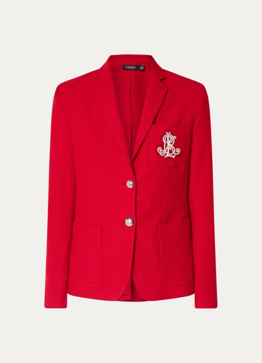 Ralph Lauren Blazer van piqué katoen met metallic logoborduring - voorkant 3 festive red / rood